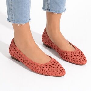 Bobbies Paris Vintage Woven Coral Crochet Ballet Flats Women’s Size 9 EU 40